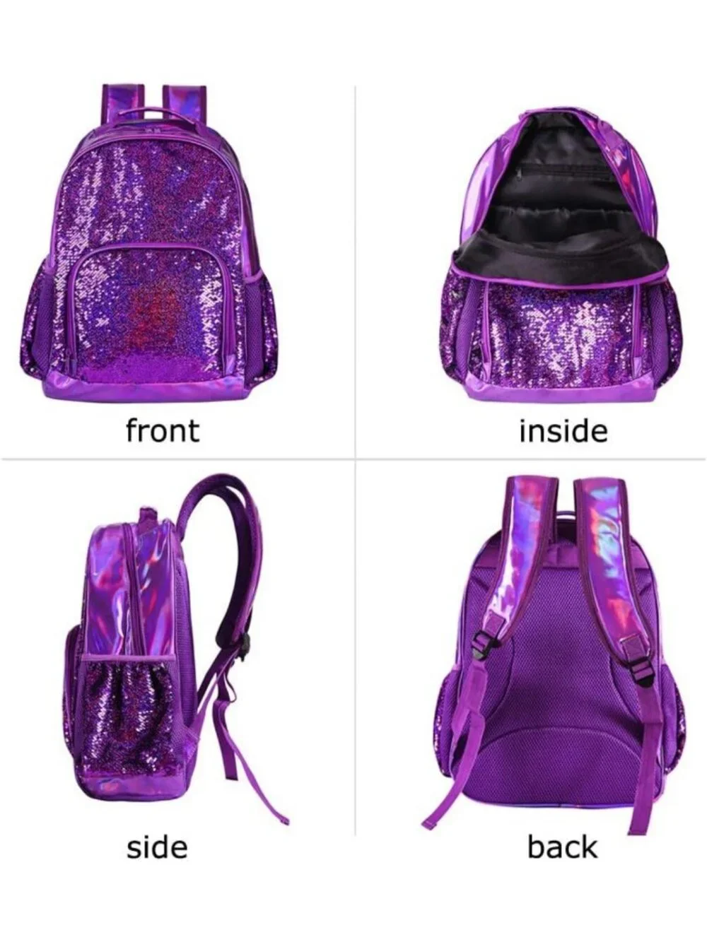 Holographic Sequin Backpack for Girls | Flip Sequin School Bookbag for Kids
